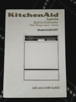 Vintage Kitchenaid Superba Dishwasher Use & Care Booklet Model Kuds220t
