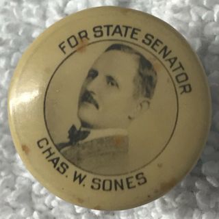 Vintage Celluloid Button Political Portrait Campaign Lapel Pin Antique Old Photo