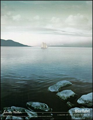 2004 Sailboat Blue Lake Johnnie Walker Blue Label Whiskey Retro Print Ad Ads45