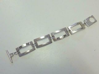 Artisan Annie Adams Hand Wrought Sterling Silver Link Bracelet Toggle 26 Grams