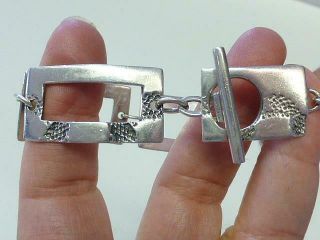 Artisan ANNIE ADAMS Hand Wrought Sterling silver Link Bracelet Toggle 26 Grams 3