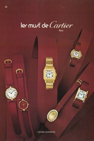 Cartier Paris Watch Vintage Print Ads From Various Years