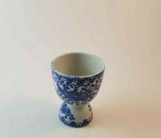 Antique/Vintage Egg Cup Blue &White Phoenix Bird Design,  Bonus Newsletter 2