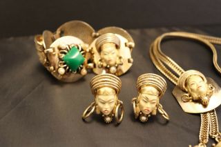 Selro Selini Asian Head Gold Tone Ergs,  Bracelet,  Necklace Thai Chinese Unsigned 3