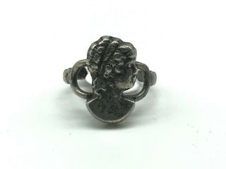 Art Nouveau Gibson Girl Gypsy Nymph Woman Sterling Silver Ring Sz 6.  5 Arts Craft