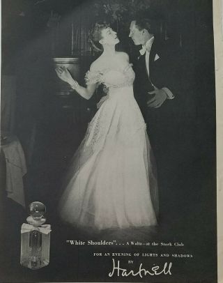 1944 Hartnell White Shoulders Perfume Walk That The Stork Club Vintage Ad