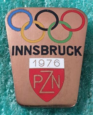 Rar Polish Olympic Committee Winter Olympic Innsbruck 1976 Old Pin Badge Big V.