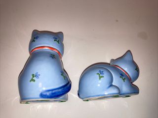 Vintage Otagiri Japan Hand Crafted Ceramic 2 Blue Cats Salt & Pepper Shakers 4” 3