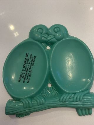 Vintage Green Plastic Double Spoon Rest Lovebirds Admiration Made Usa