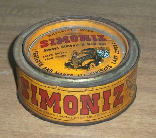 Vintage Advertisement Tin Simoniz Car Wax Furniture Wood 7oz Can Mostly full 3