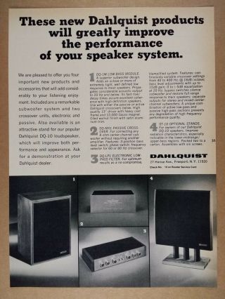 1976 Dahlquist Dq 1w Subwoofer Mx1 Crossover Dq10 Speaker Stand Vintage Print Ad
