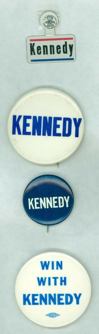 3 Presidential Campaign Pinback Buttons & 1 Tab - Senator Robert F.  Kennedy 1968