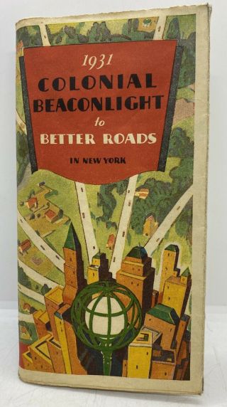 Beacon Motor Oil Vintage 1931 Colonial Beaconlight Gasoline Advertising Road Map