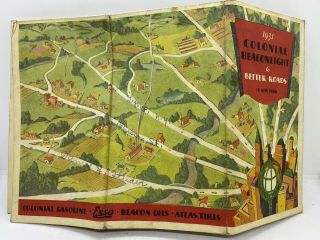 Beacon Motor Oil Vintage 1931 Colonial Beaconlight Gasoline Advertising Road Map 3
