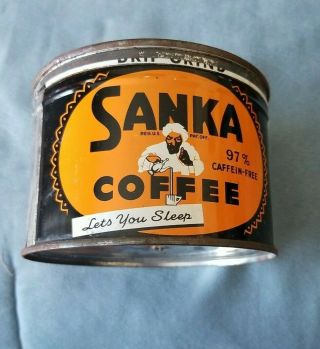 Vintage Sanka Drip Grind Coffee - 1 Lb Key Wind Can Tin