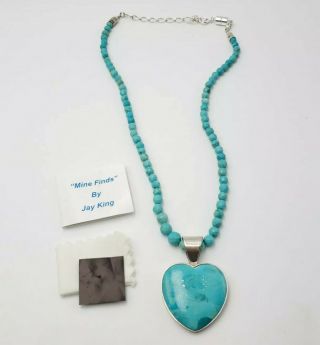 Modern Dtr Jay King Mine Finds Sterling Silver 925 Turquoise Heart Necklace