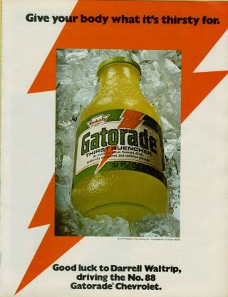 1977 Gatorade Thirst Quencher Darrell Waltrip No.  88 Chevrolet Vintage Print Ad