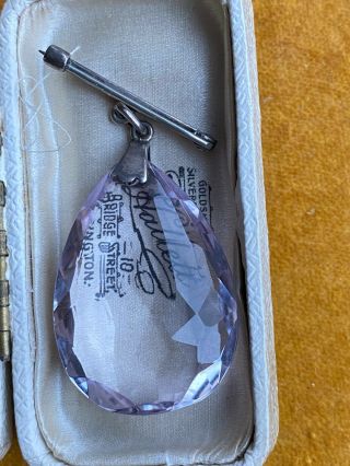 Art Deco Large Amethyst Faceted Drop Pendent Pin C 1930