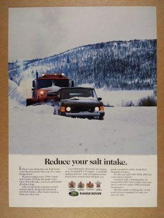 1994 Range Rover County Lwb Snowplow Snow Photo Vintage Print Ad