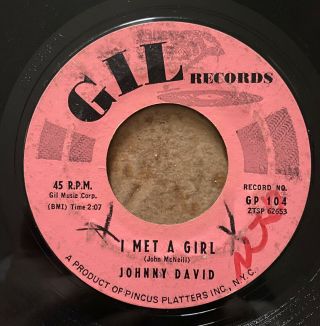 Johnny David Race With The Devil/ I Met A Girl 7 " 45 Teen Rockabilly Gil Records