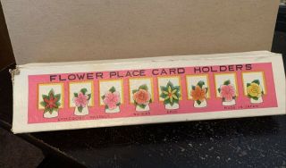 Commodore Japan Vintage Bright Flower Floral Place Card Holders Set Of Eight