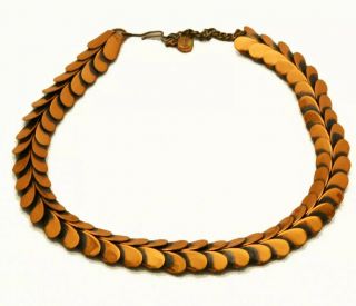 Vintage Frank Rebajes Copper Necklace Modernist Interlocking Length 14 " To17 "
