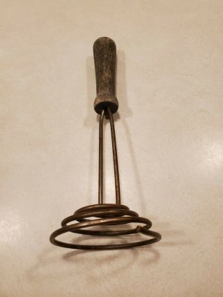 Antique Vintage Hand Potato Masher.  Wooden Handle W/spring - Like Metal Masher.