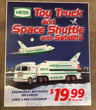 Hess 1999 “toy Truck With Space Shuttle” Dispenser Sign.