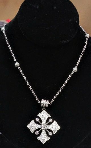 Joseph Esposito Sterling Silver And Cz Maltese Cross Necklace Ref 2003