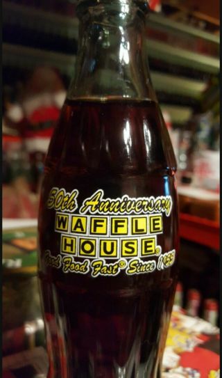 2005 Waffle House 50th Anniversary Good Fast Food 8oz Glass Coca Cola Bottle