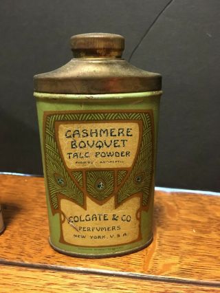 Vintage Cashmere Bouquet Talc Powder Tin Perfume Colgate Co