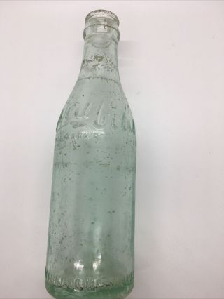 Vintage Jackson,  Miss.  Aqua 7 1/2” Straight Sided Script Coca - Cola Bottle