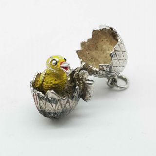 Lovely Vintage Sterling Silver Easter Egg Charm Opens To Reveal Cute Chick