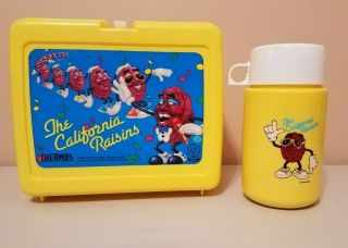 Vintage 1987 The California Raisins Thermos Plastic Lunch Box With Thermos