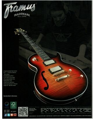 2012 Framus Ak1974 Sunburst Electric Guitar Vintage Print Ad