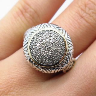 Alwand Vahan 925 Sterling Silver & 14k Gold Diamond Ring Size 7