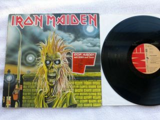 Iron Maiden 1980 Lp Vinyl S/t Rare 1st German Press Sticker