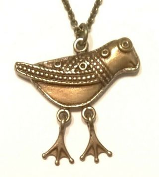 Kalevala Koru Kk Finland - Bronze Necklace Pendant " Hattula Bird "
