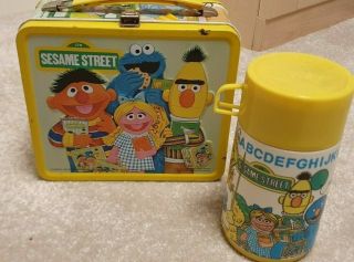 Vintage 1979 Sesame Street Metal Lunch Box Aladdin Complete W/ Thermos