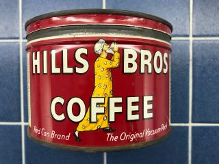 Vintage Hills Bros Coffee 1 Lb 1952 Red Can Brand & The Vacuum Pack