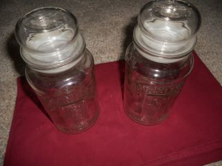 2 Vintage 1981 75th Anniversary Planters Mr.  Peanut Glass Jar With Lid