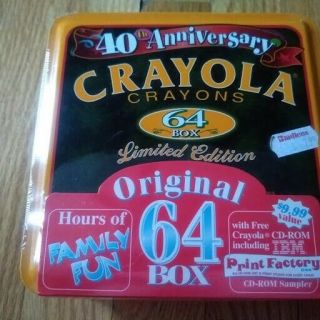 " Crayola 40th Anniversary Limited Edition Tin 64 Crayons