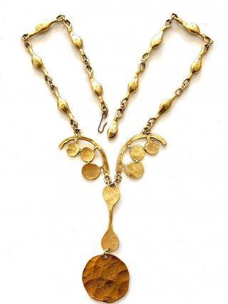 Vintage PAULINE RADER Style Freeform Gold Tone Pendant Necklace 3