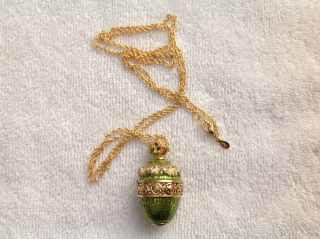 Joan Rivers Green Enamel Egg Pendant Necklace