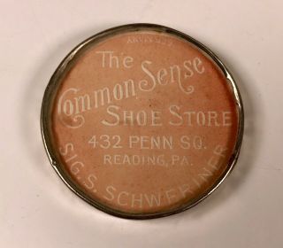 Antique Vintage Shoe Store Reading Pennsylvania Advertising Pocket Mirror