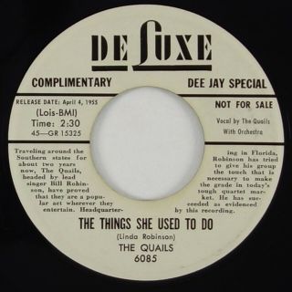 Quails " Things She To Do " Doo Wop/r&b 45 Deluxe Promo Hear