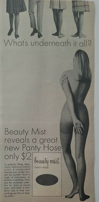 1966 Beauty Mist Panty Hose Pantyhose Hosiery Stockings Vintage Fashion Ad