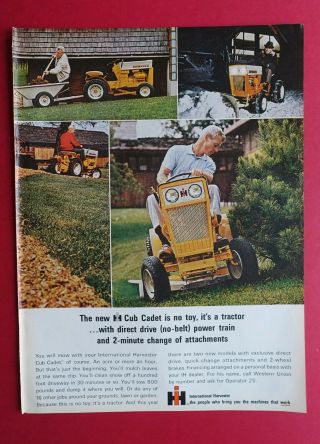 1964 International Harvester Cub Cadet Riding Mower Color Ad