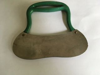 Antique Voos Stainless Steel Dough Cutter Cast Iron Handle Green