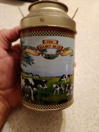 Vintage Houston Foods The Dairy Best Milk Can Popcorn Tin With Cow Farm 1995